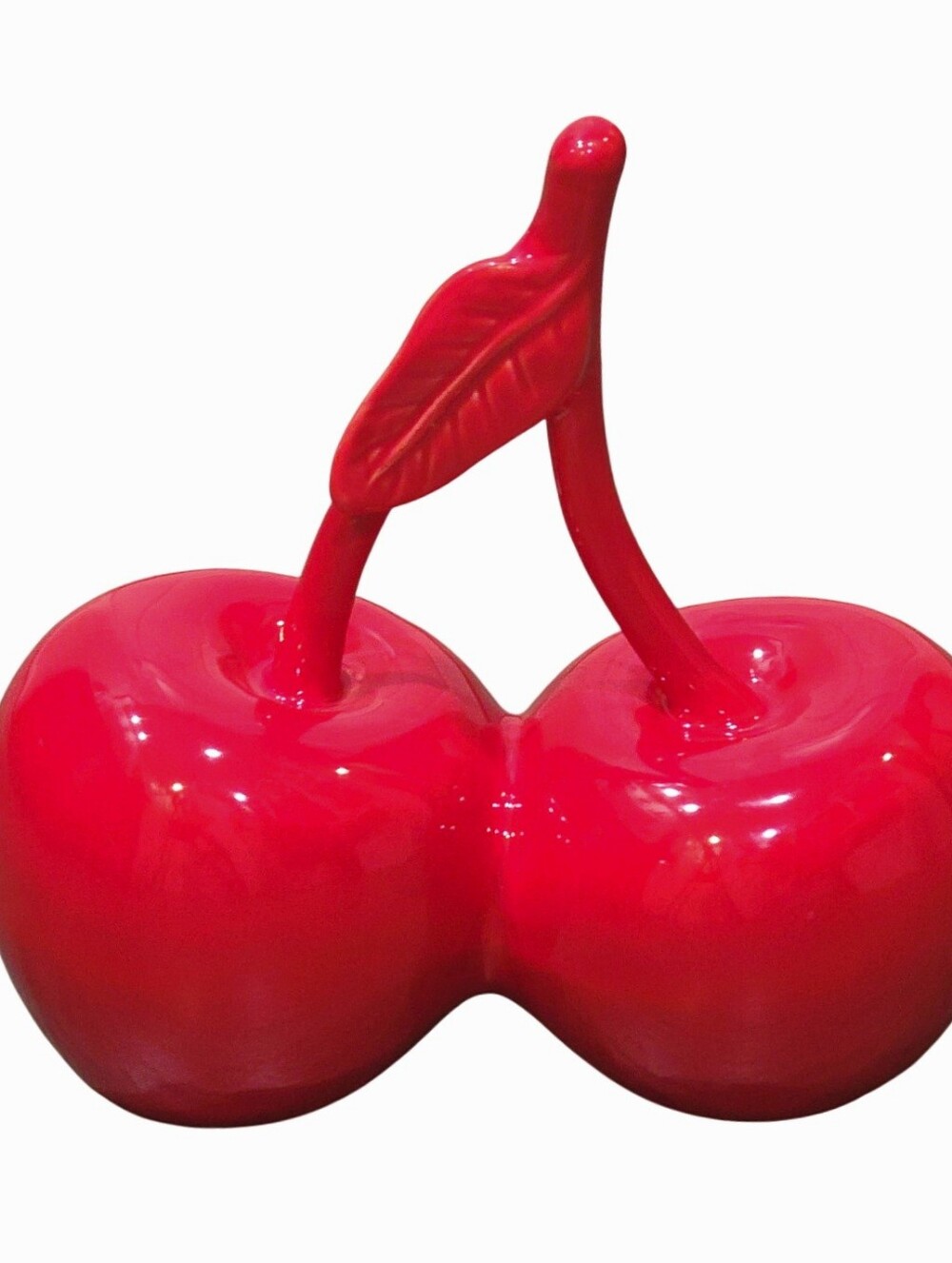 At Home Ceramic Double Cherry Decorative Accent Statue